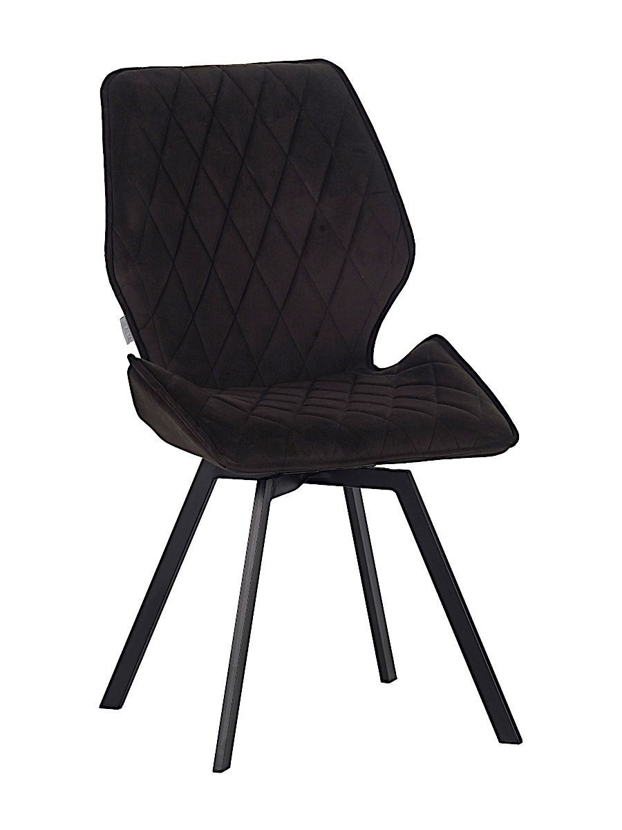 Стул мягкий поворотный 360, ГРАФИТ-M420-12 велюр, каркас металл, черный КВАДРАТ DC233