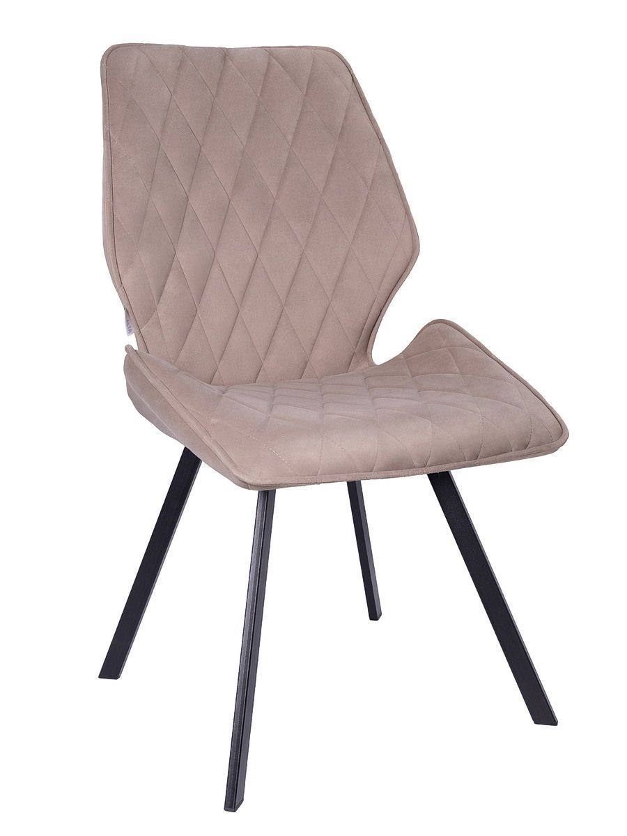 Стул мягкий поворотный 360, СЕРО-БЕЖЕВЫЙ-M420-05 велюр, каркас металл, черный КВАДРАТ DC233