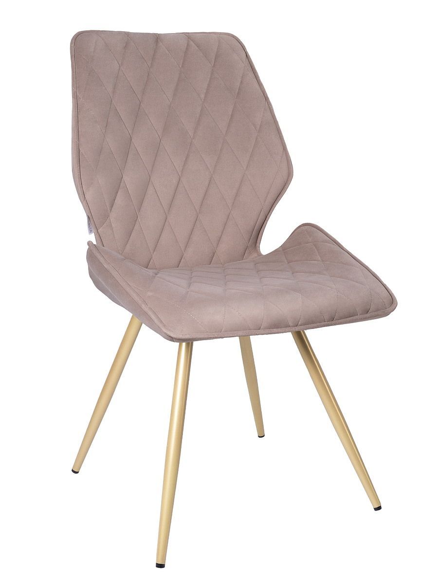 Стул мягкий поворотный 360, СЕРО-БЕЖЕВЫЙ-M420-05 велюр, каркас металл, шампань КРУГЛЫЙ DC233