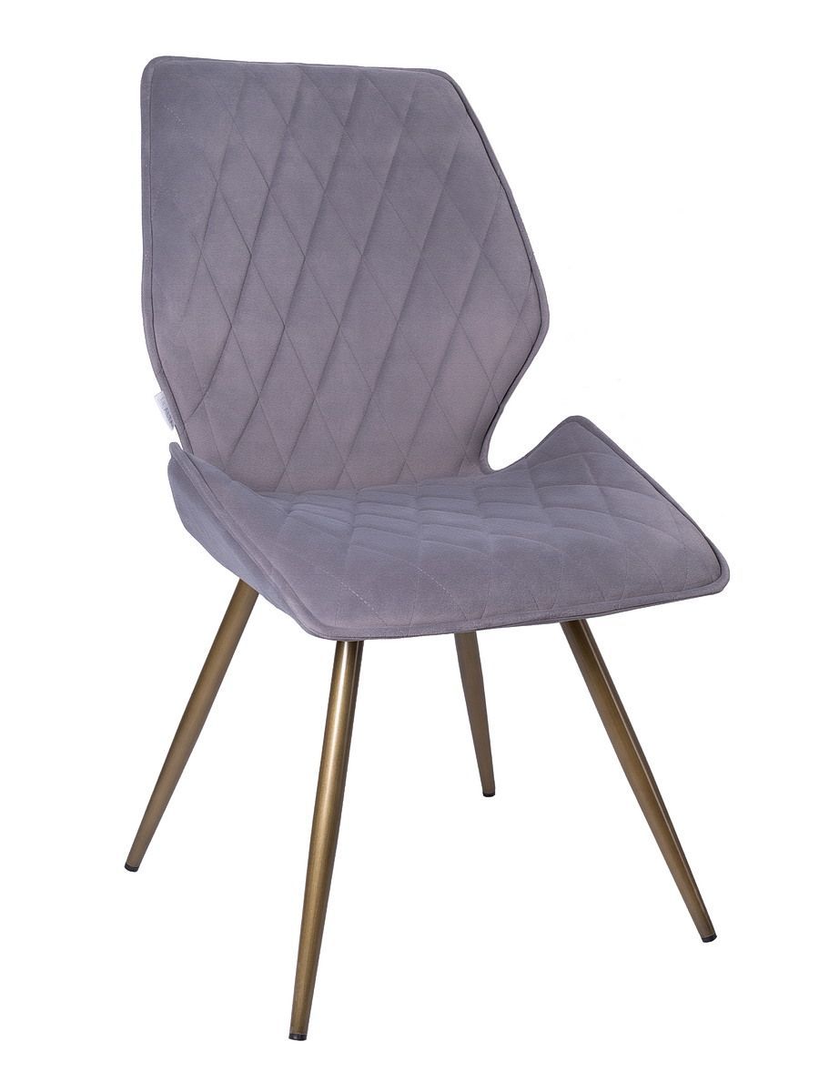 Стул мягкий поворотный 360, СЕРЫЙ-M420-16 велюр, каркас металл, бронза КРУГЛЫЙ DC233