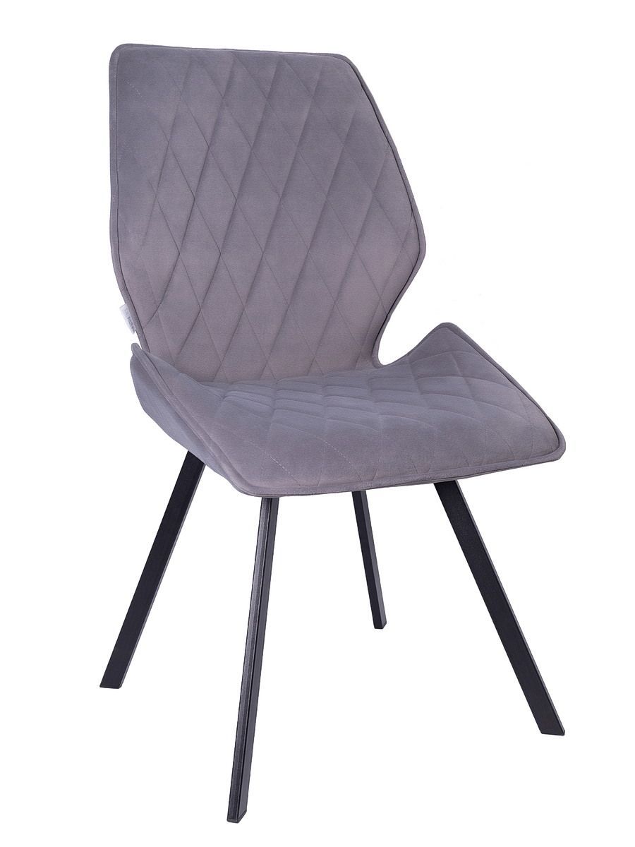 Стул мягкий поворотный 360, СЕРЫЙ-M420-16 велюр, каркас металл, черный КВАДРАТ DC233