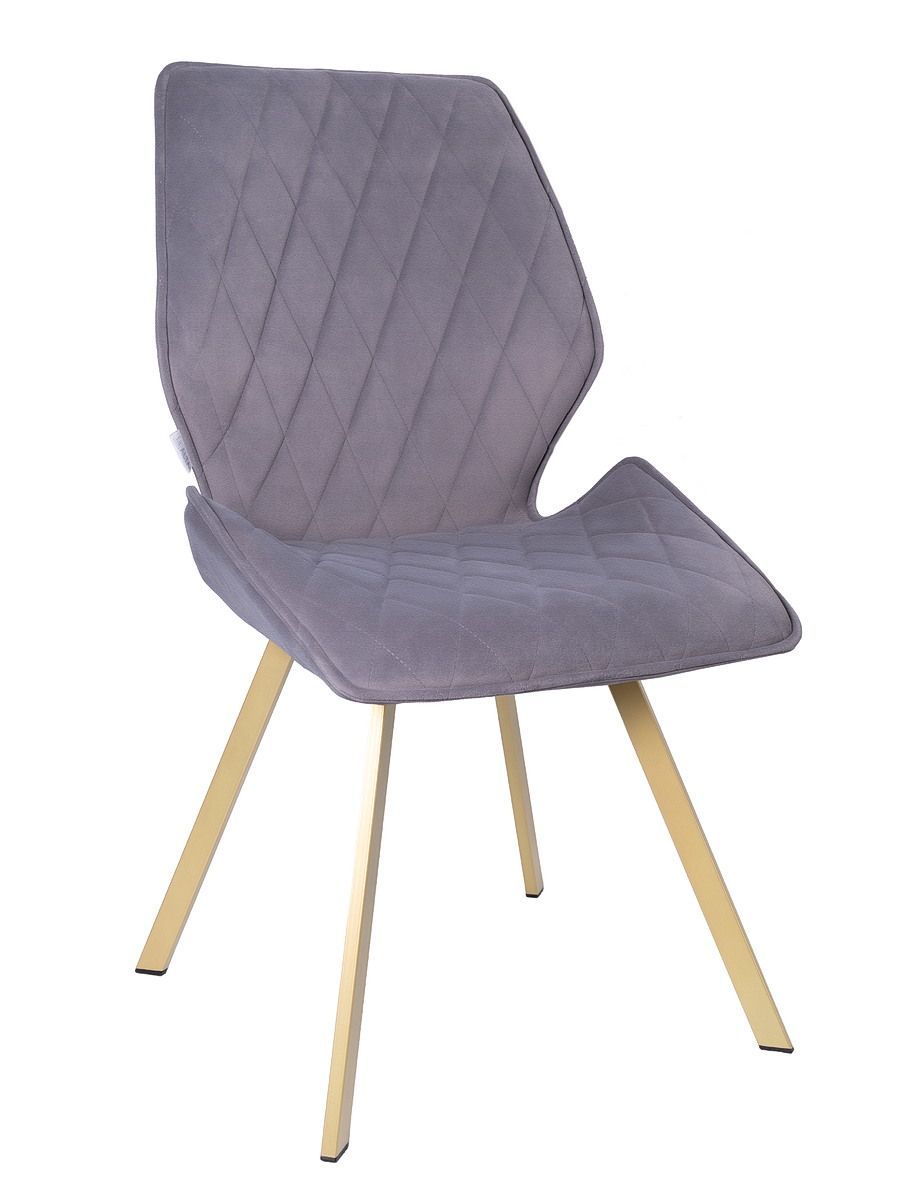 Стул мягкий поворотный 360, СЕРЫЙ-M420-16 велюр, каркас металл, шампань КВАДРАТ DC233