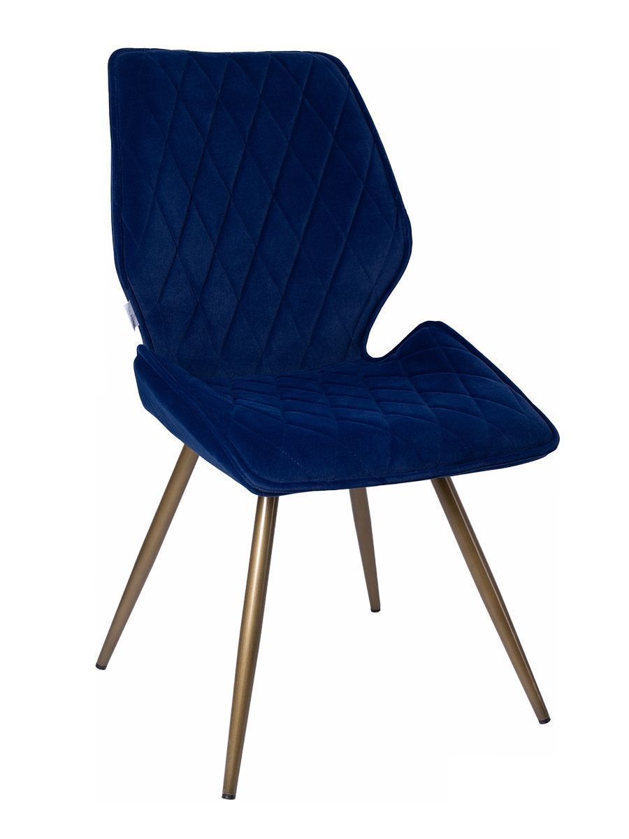 Стул мягкий поворотный 360, СИНИЙ-M420-46 велюр, каркас металл, бронза КРУГЛЫЙ DC233