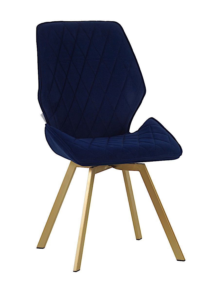 Стул мягкий поворотный 360, СИНИЙ-M420-46 велюр, каркас металл, шампань КВАДРАТ DC233