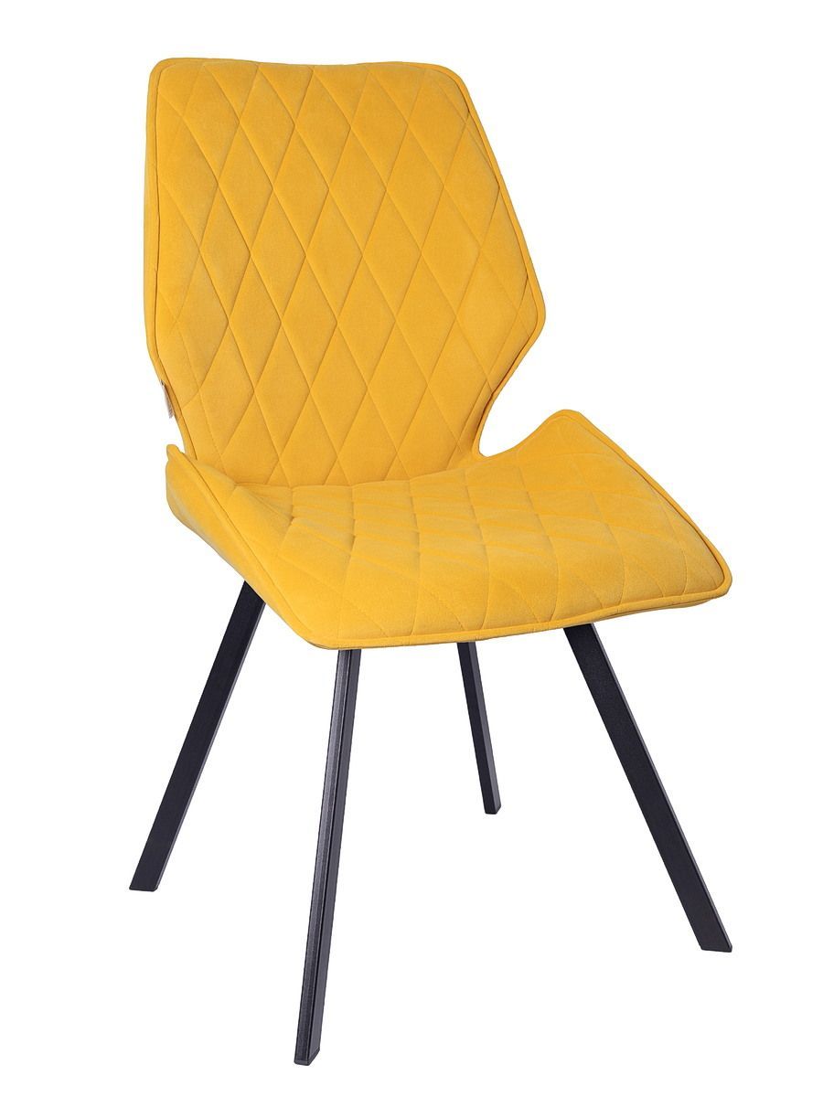 Стул мягкий поворотный 360, ЯНТАРНЫЙ-M420-32 велюр, каркас металл, черный КВАДРАТ DC233