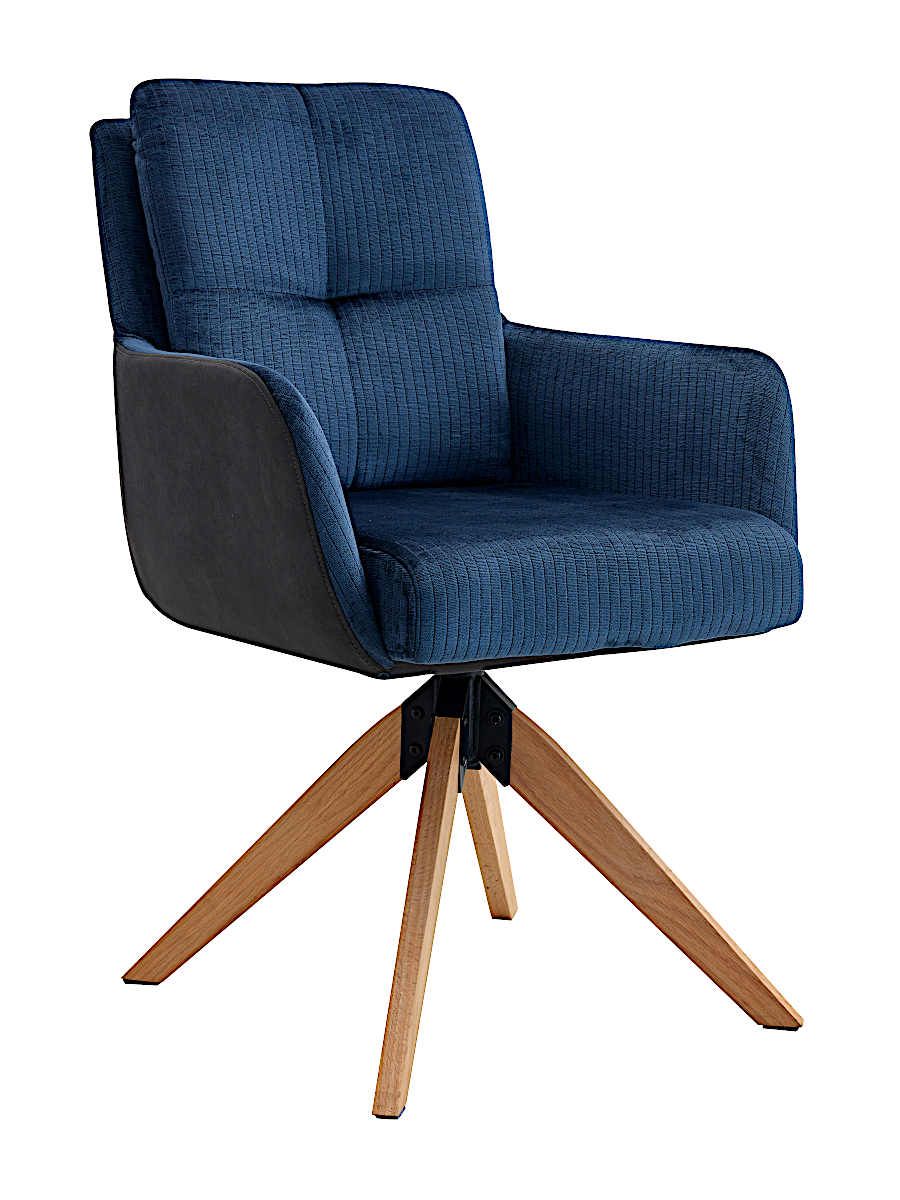 Стул мягкий поворотный 360X с подлокот, СИНИЙ, ножка: бук. DC23069A