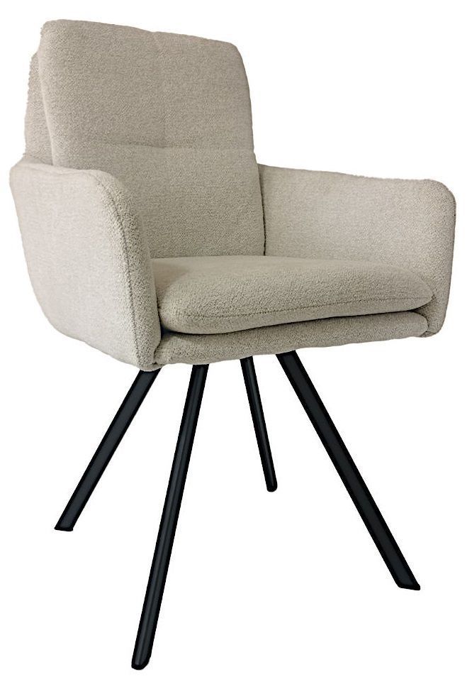 Стул мягкий поворотный 360Xс подлокот,БЕЖЕВЫЙ, каркас металл черный КВАДРАТ DC23071F