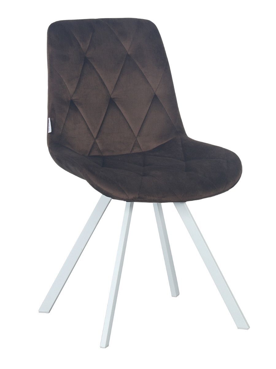 Стул мягкий поворотный, ШОКОЛАД-G62-09 велюр, каркас металл белый DC68