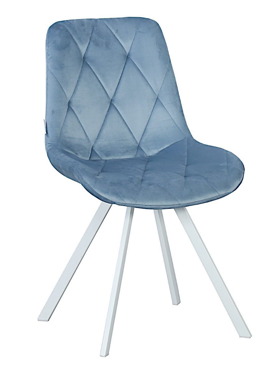 Стул мягкий поворотный, СИНИЙ КАМЕНЬ-G62-43 велюр, каркас металл белый DC68