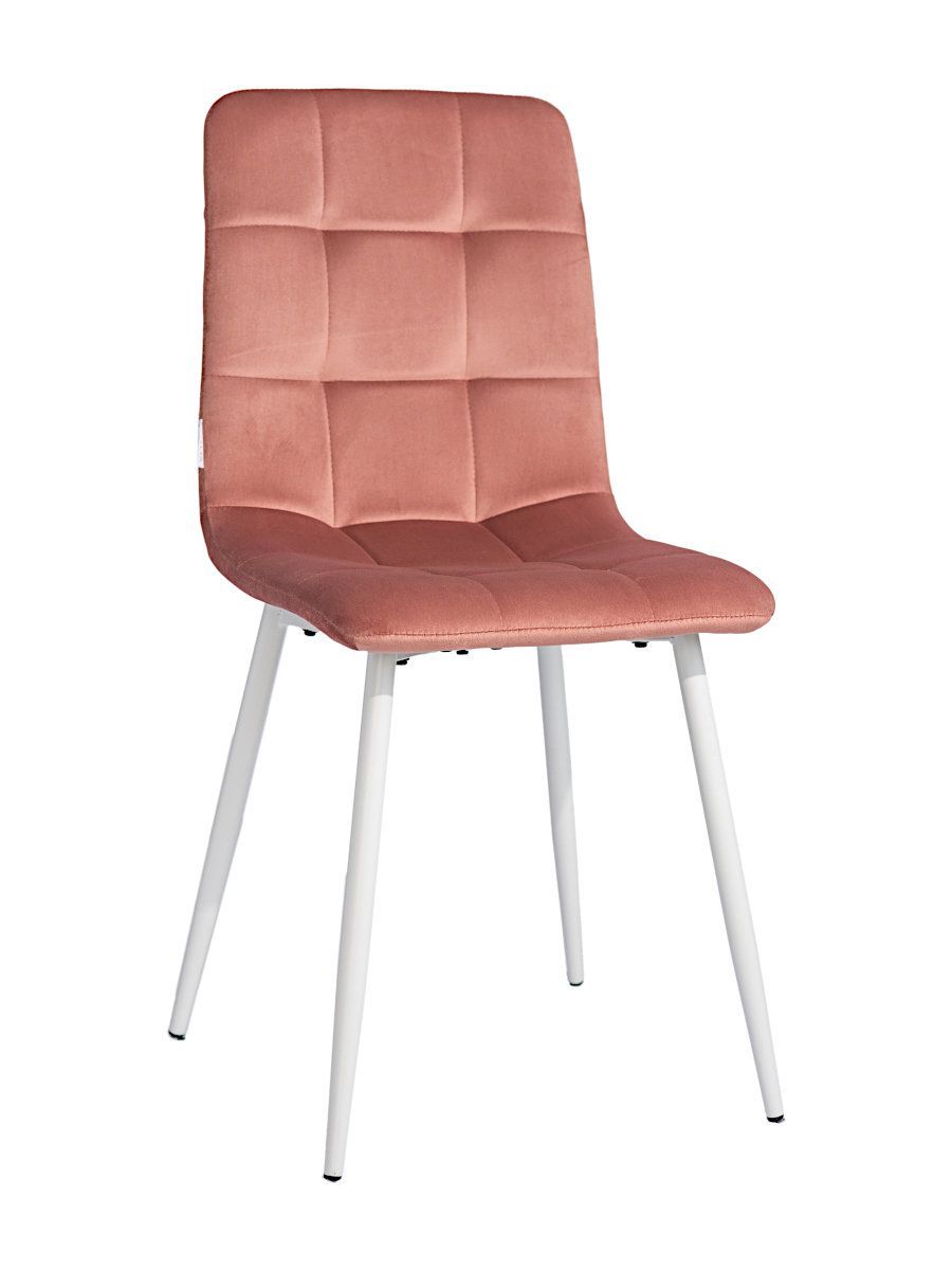 Стул мягкий, ПЫЛЬНО-РОЗОВЫЙ-G62-23 велюр, каркас металл белый КРУГЛЫЙ DC209
