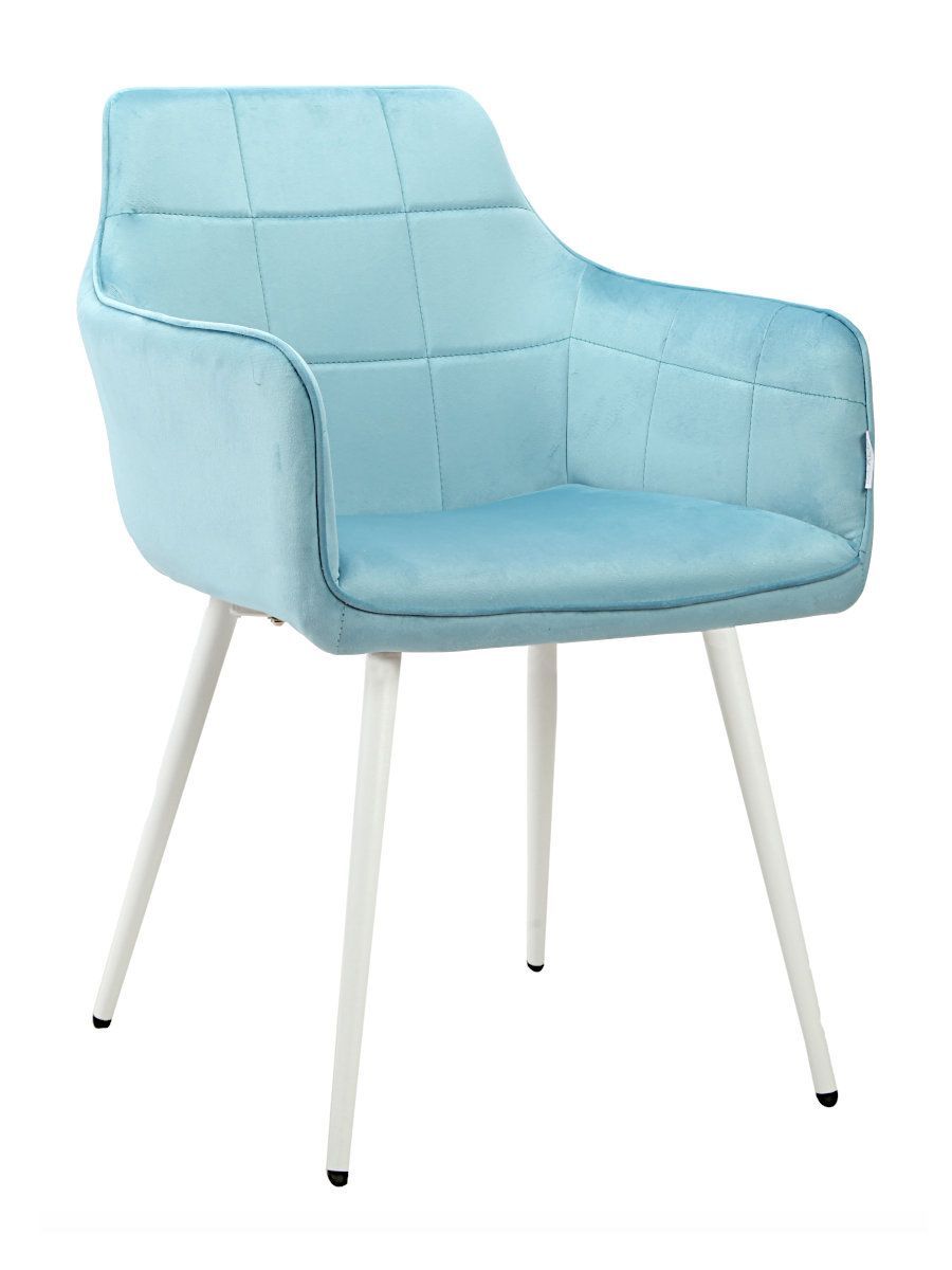 Стул мягкий с подлокотниками, АКВАМАРИН-G62-46 велюр, каркас металл белый DC833