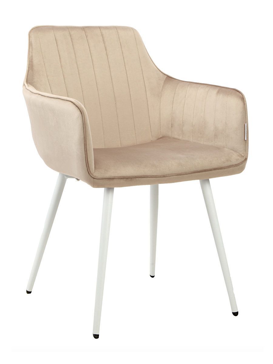 Стул мягкий с подлокотниками, МОККО-G62-13 велюр, каркас металл белый DC836