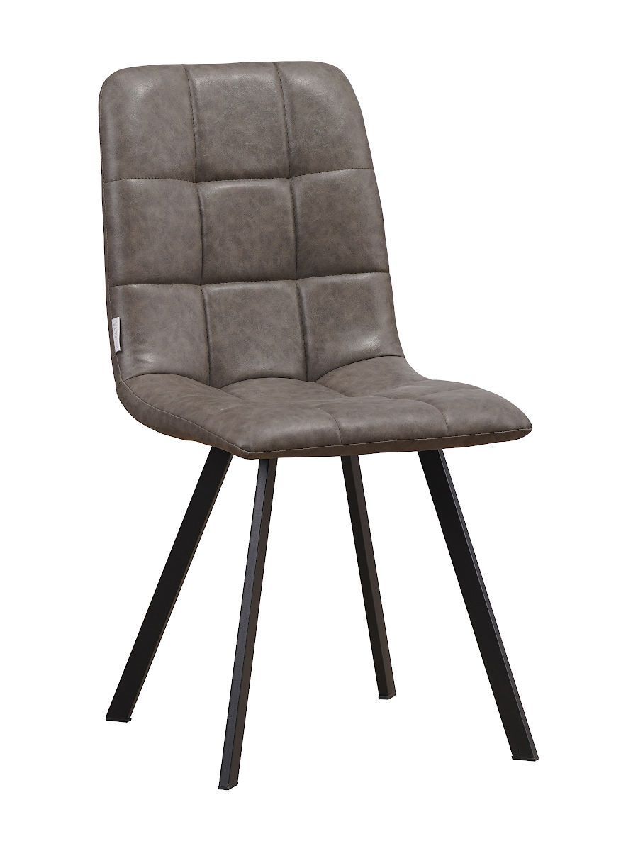 Стул мягкий, СЕРЫЙ-19-5 экокожа, каркас металл черный КВАДРАТ C919-DC809