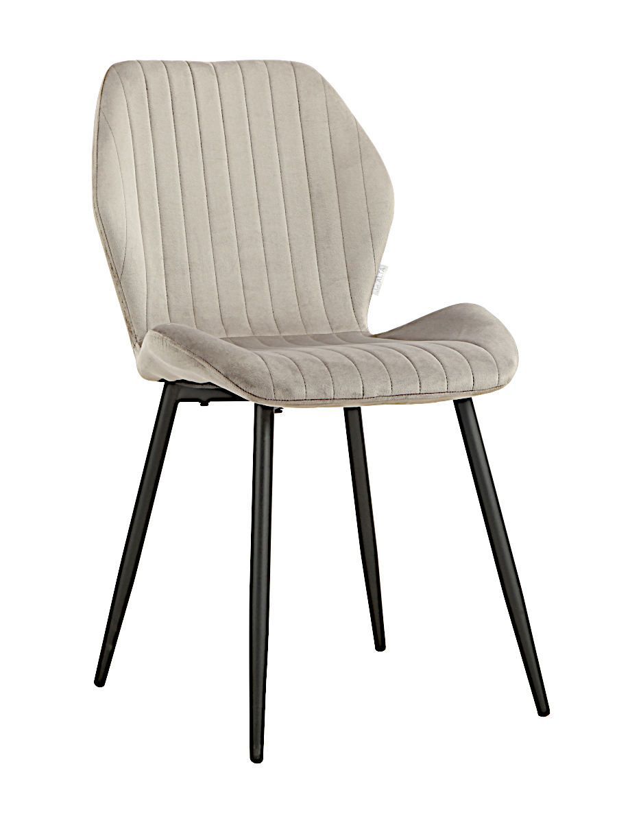 Стул мягкий, СЕРЫЙ-G62-38 велюр, каркас металл черный КРУГЛЫЙ DC825