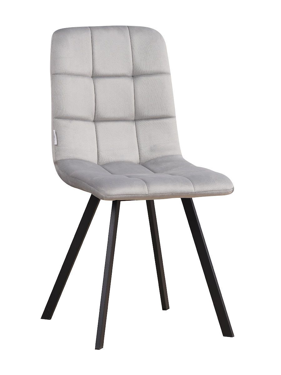 Стул мягкий, СЕРЫЙ-h19 велюр, каркас металл черный КВАДРАТ C919-DC809