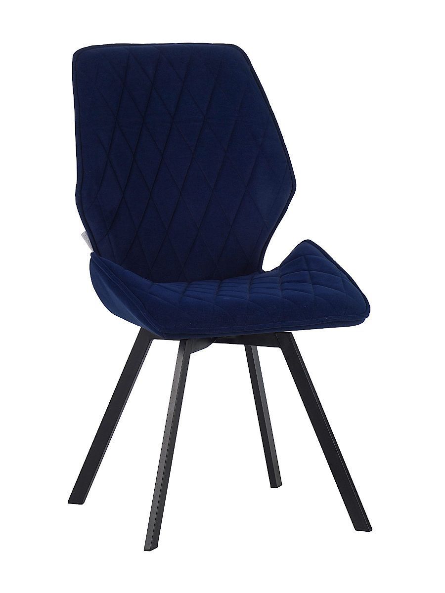Стул мягкий, СИНИЙ-M420-46 велюр, каркас металл, черный КВАДРАТ DC230