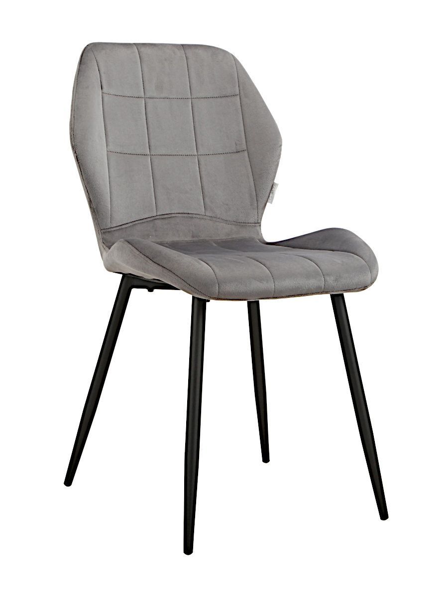 Стул мягкий, ТЕМНО-СЕРЫЙ-G62-40 велюр, каркас металл черный КРУГЛЫЙ DC827