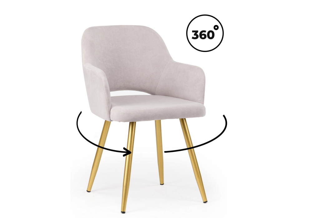 Стул на металлокаркасе Эолин 360 светло-серый (glory 36) - золотой