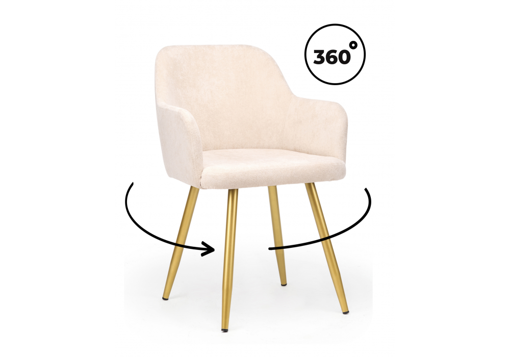 Стул на металлокаркасе Инфини 360 латте (ocean 003) - золотой