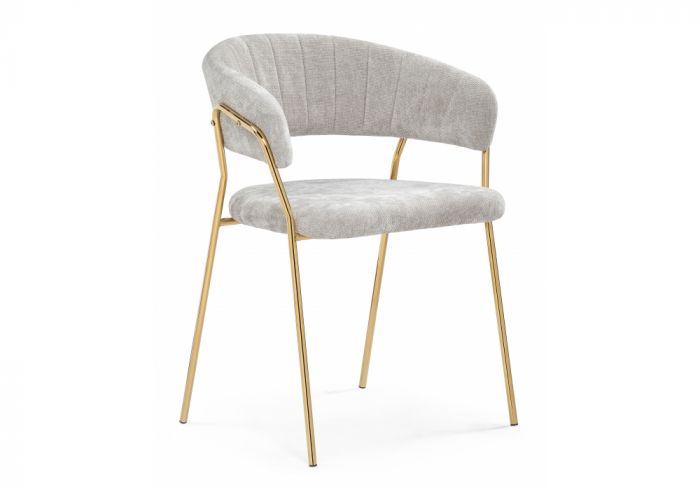 Стул на металлокаркасе Kamelia 1 light gray fabric - gold