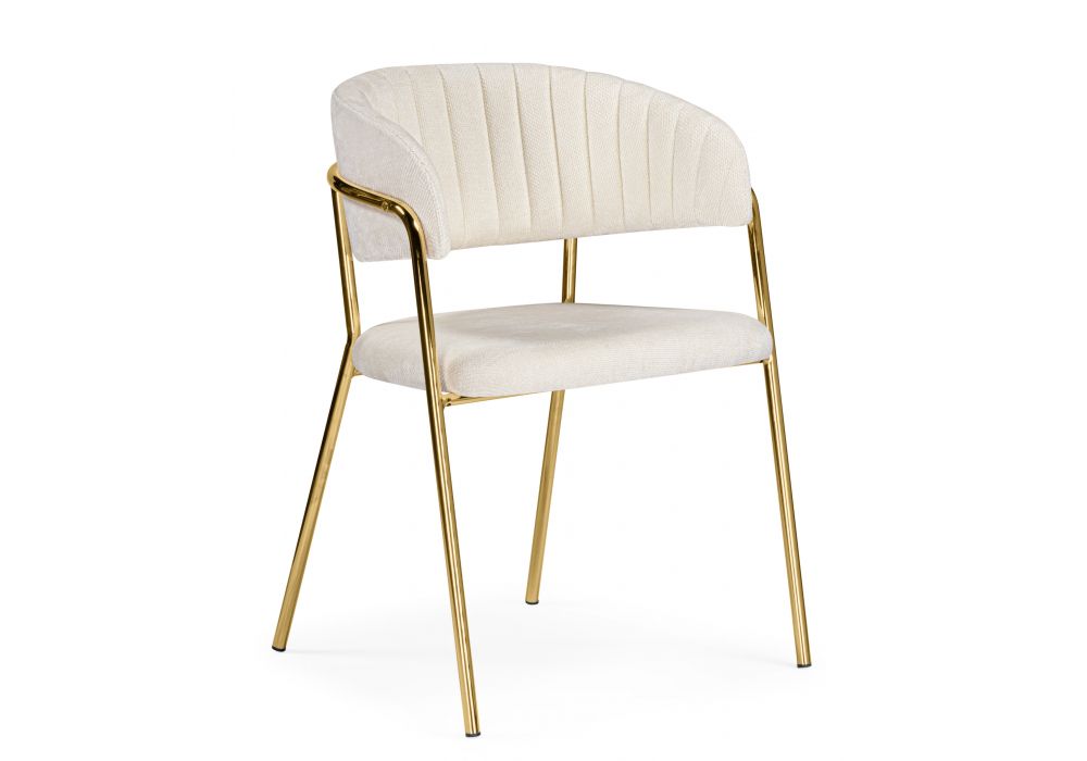 Стул на металлокаркасе Kamelia белый - ткань золотые ножки