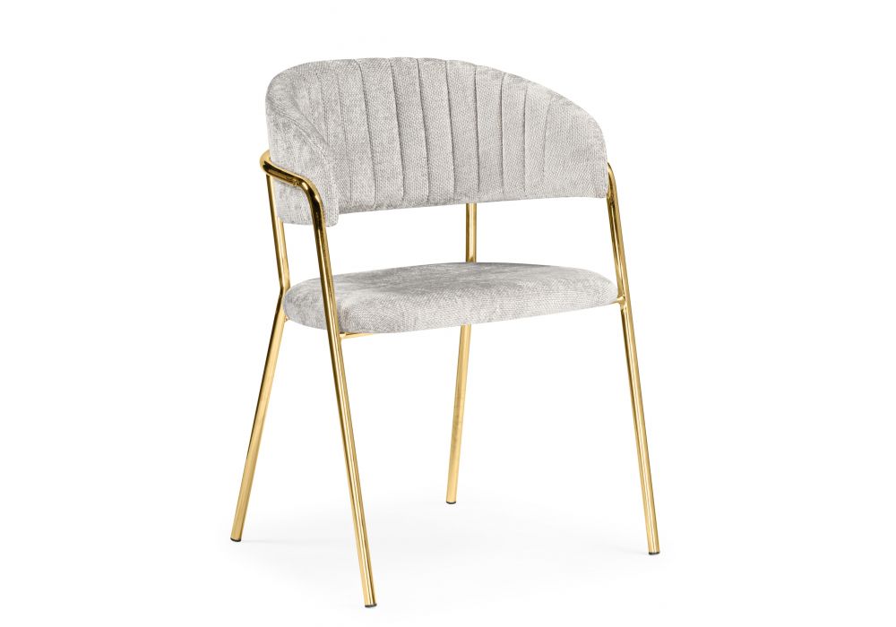 Стул на металлокаркасе Kamelia светло-серый - ткань золотые ножки