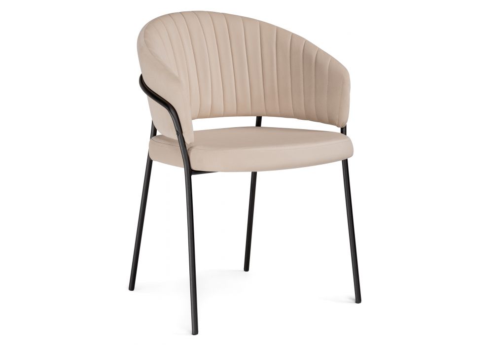 Стул на металлокаркасе Лео бежевый brandy light 2 - черный