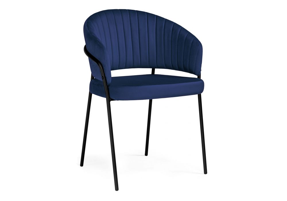 Стул на металлокаркасе Лео синий brandy light 8 - черный