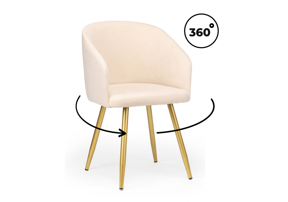 Стул на металлокаркасе Монер 360 бежевый (glory 03) - золотой