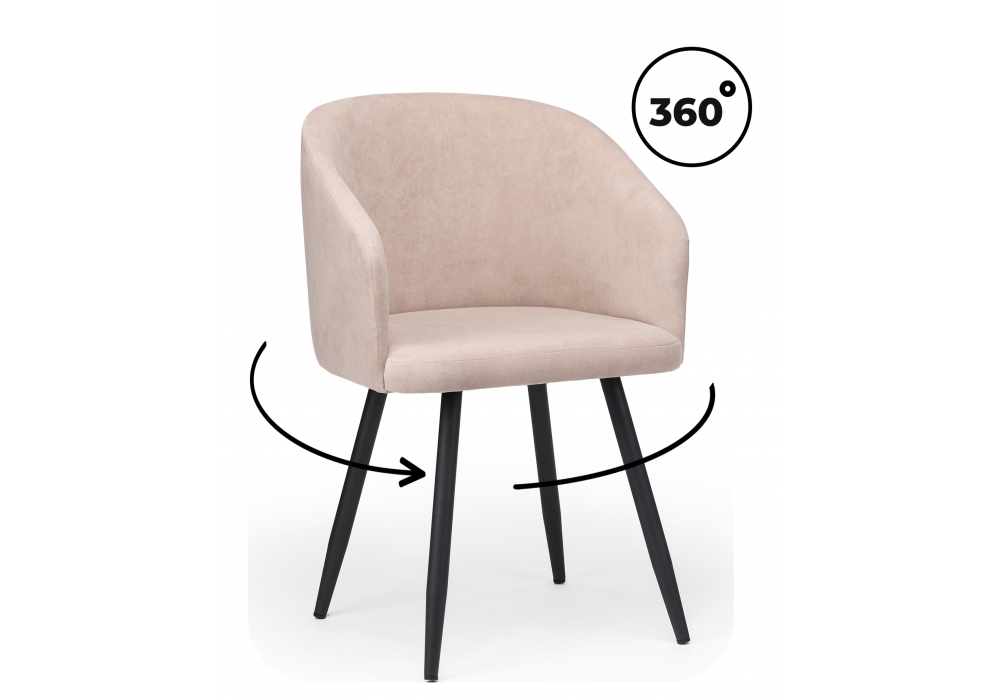 Стул на металлокаркасе Монер 360 латте (glory 10) - черный