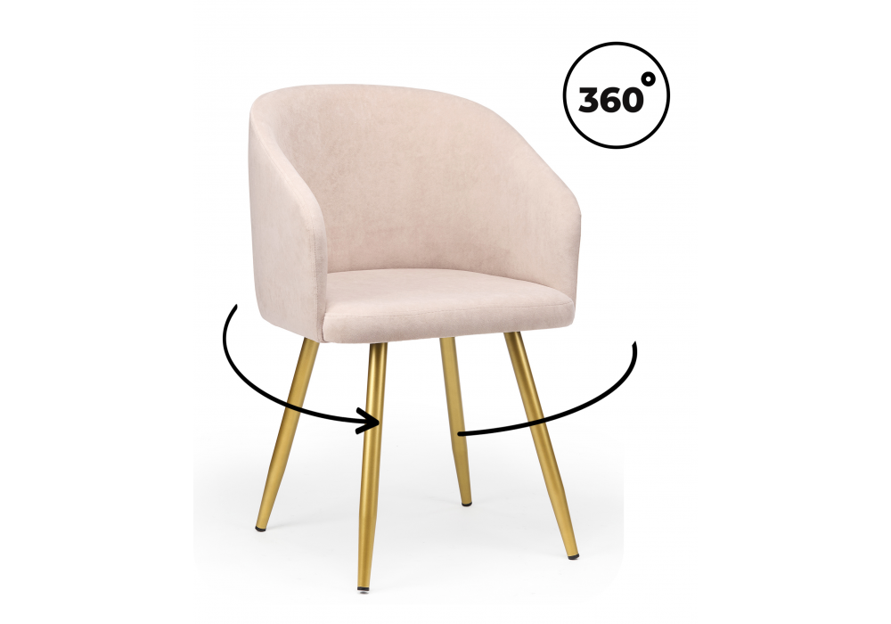 Стул на металлокаркасе Монер 360 латте (glory 10) - золотой