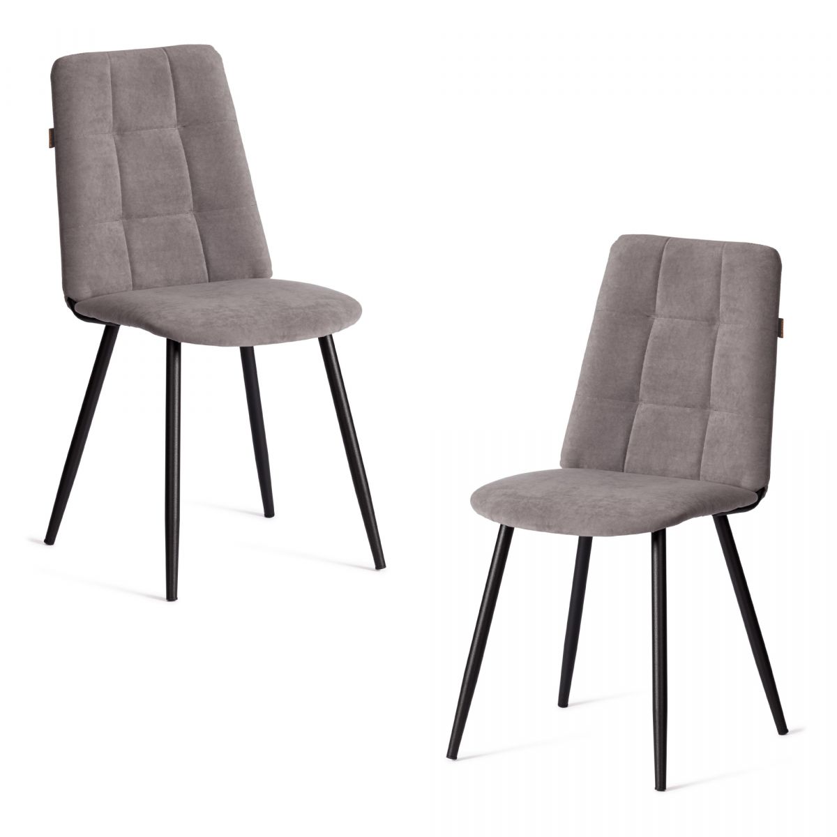 Стул обеденный Asti (2 шт. в упаковке) TREND, велюр, серый-чёрный, 29, 50х55х93