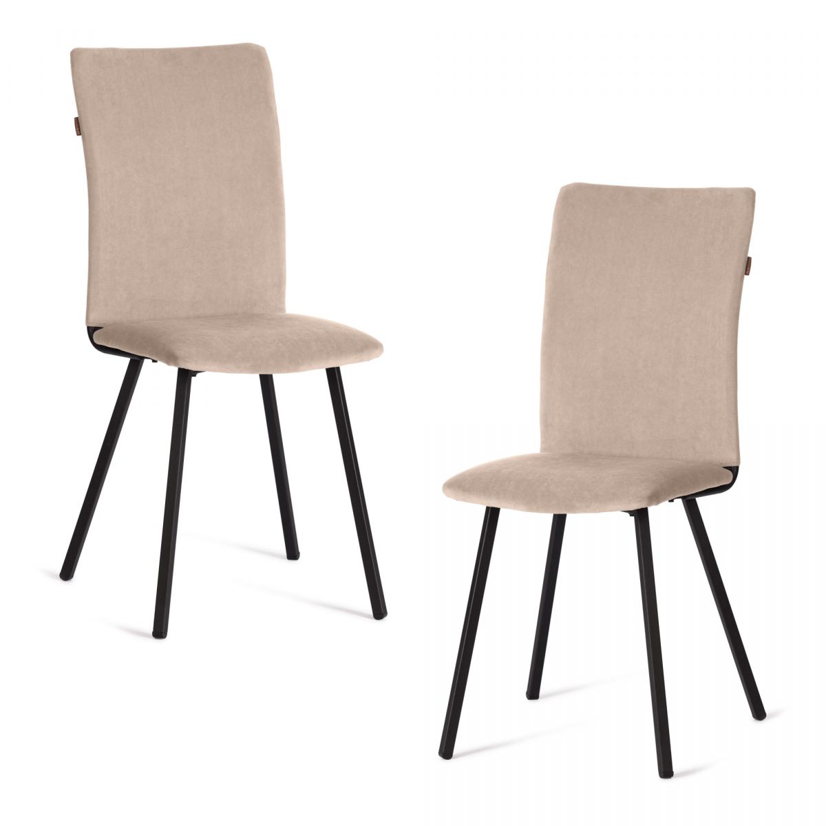 Стул обеденный La Rousse (2 шт. в упаковке) NEW, велюр, бежевый-черный, 7, 45х55х93 см