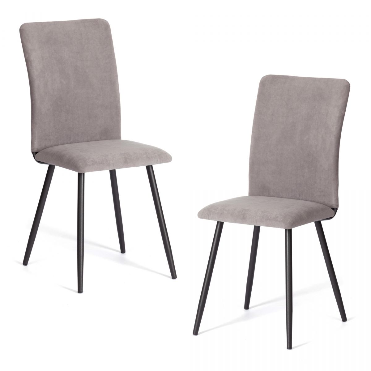 Стул обеденный La Rousse (2 шт. в упаковке) NEW, велюр, серый-чёрный, 29, 45х55х93 см