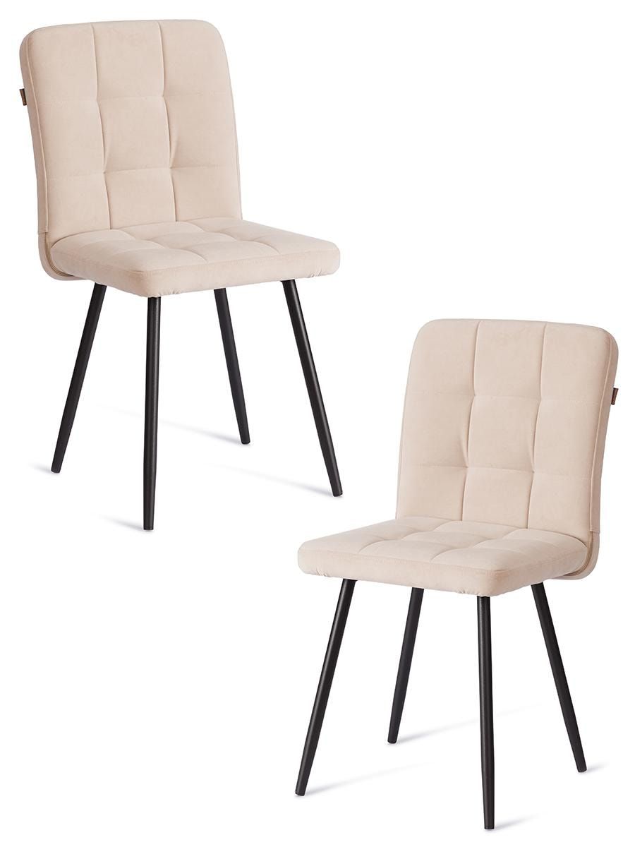 Стул обеденный Medeo (2 шт. в упаковке) LT, велюр, бежевый-черный, 7, 45х56х89 см