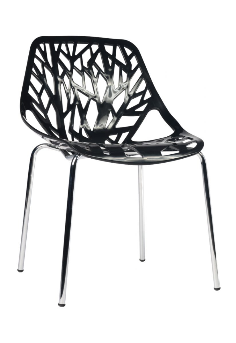 Стул пластиковый, ЧЕРНЫЙ, каркас металл хром GH103-DC453