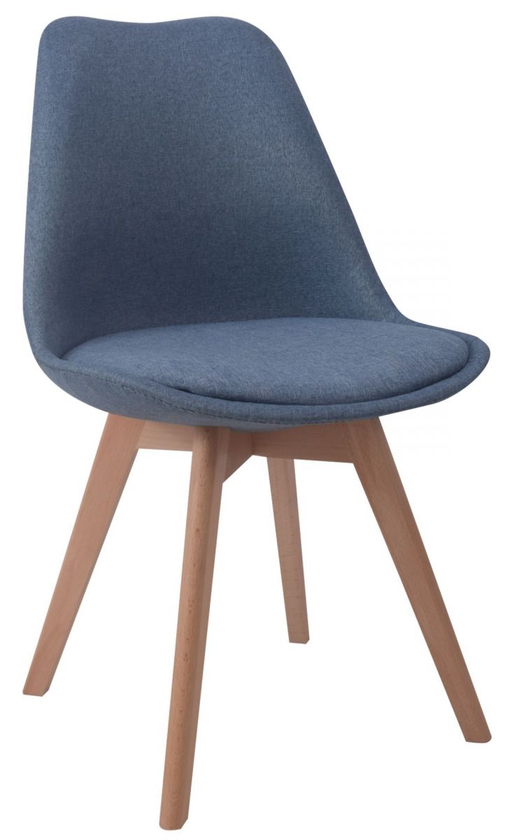 Стул пластиковый мягкий, СИНИЙ ткань, каркас бук GH608-DC608