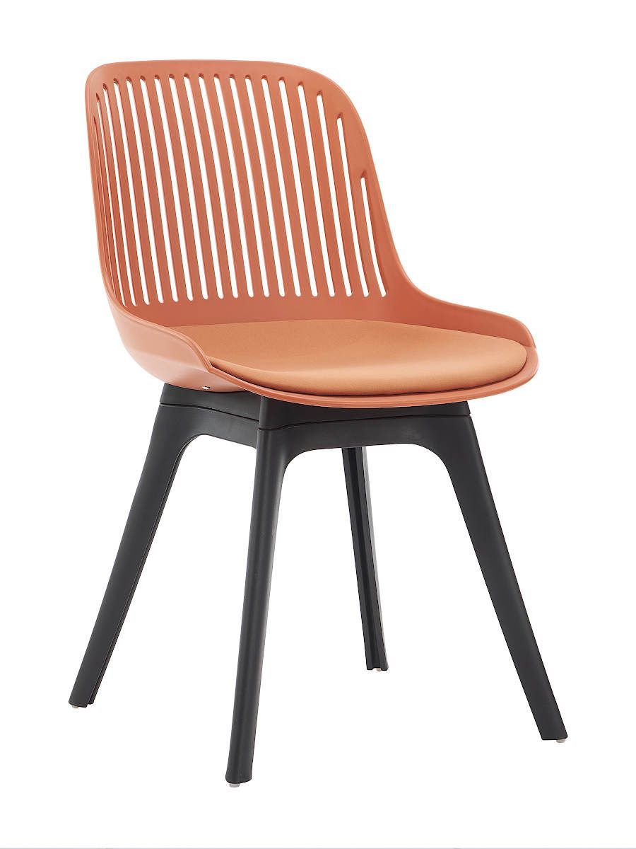 Стул пластиковый, ОРАНЖЕВЫЙ c подушкой, ноги черные DC270