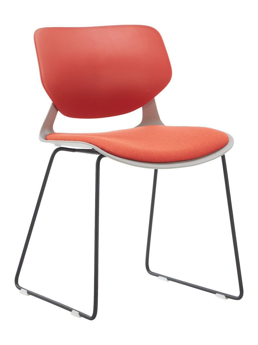 Стул пластиковый ОРАНЖЕВЫЙ, каркас металл черный DC274