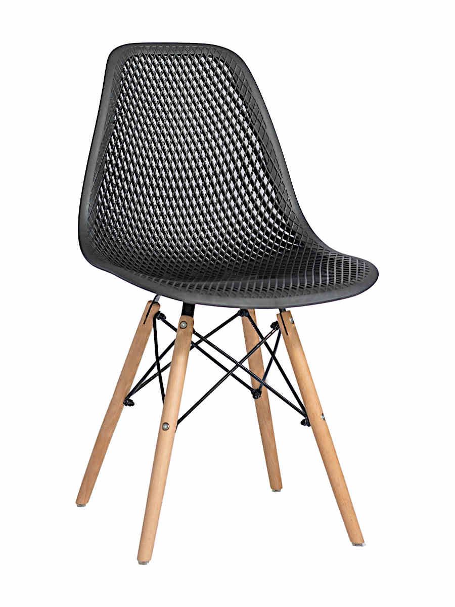 Стул пластиковый перфорированный, ЧЕРНЫЙ-3010, каркас бук DC122