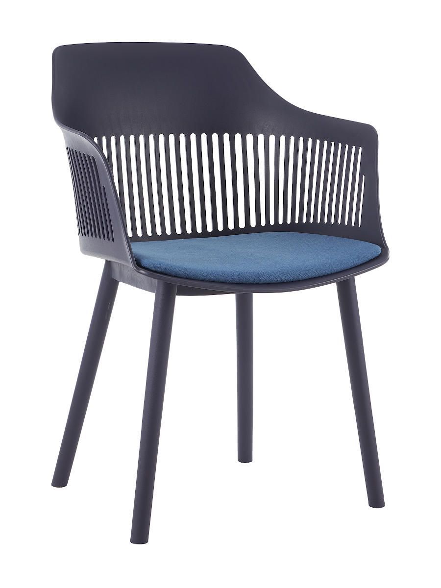 Стул пластиковый, СИНИЙ c подушкой DC273