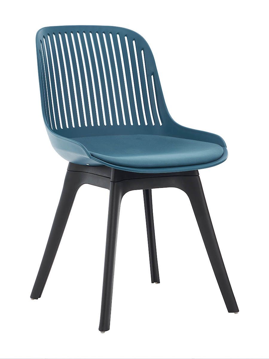 Стул пластиковый, ТЕМНО-СИНИЙ c подушкой, ноги черные DC270