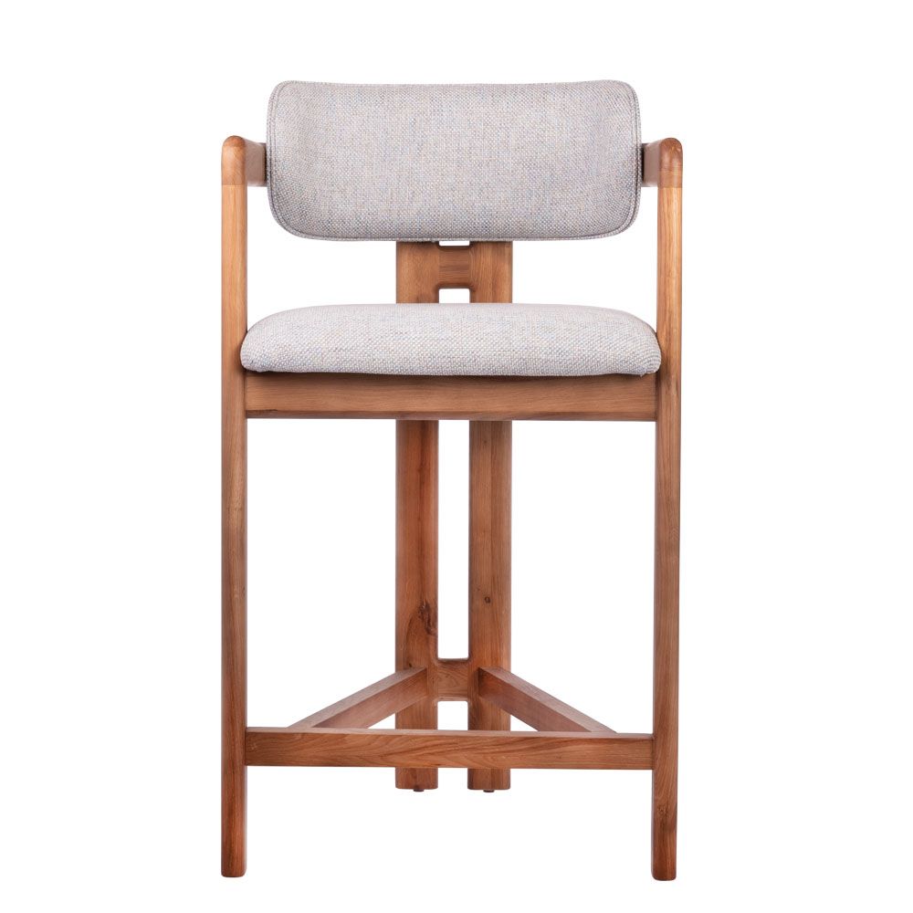 Стул полубарный Rich рогожка бежево-голубая с ножками цвета орех