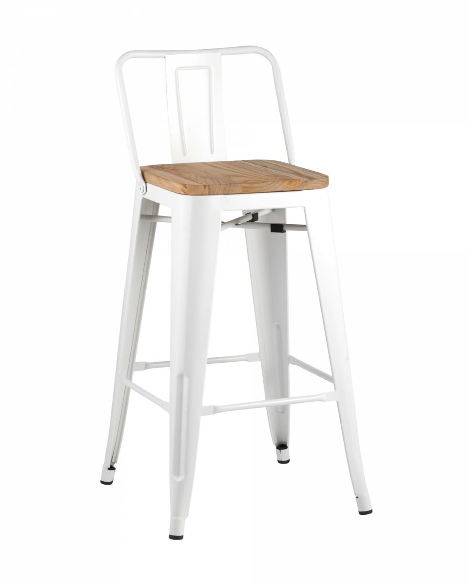 Стул полубарный TOLIX WOOD со спинкой белый глянцевый