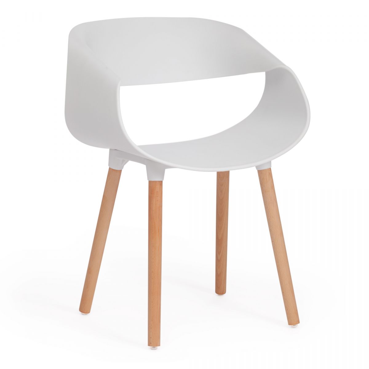 Стул QXX (mod. C1058-1) пластик-дерево, 60 х 53 х 81 см, White (Белый) 70029- натуральный