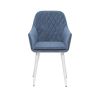Стул с подлокотниками Leset Слим, каркас Белый, велюр Синий Синий, Белый - 2