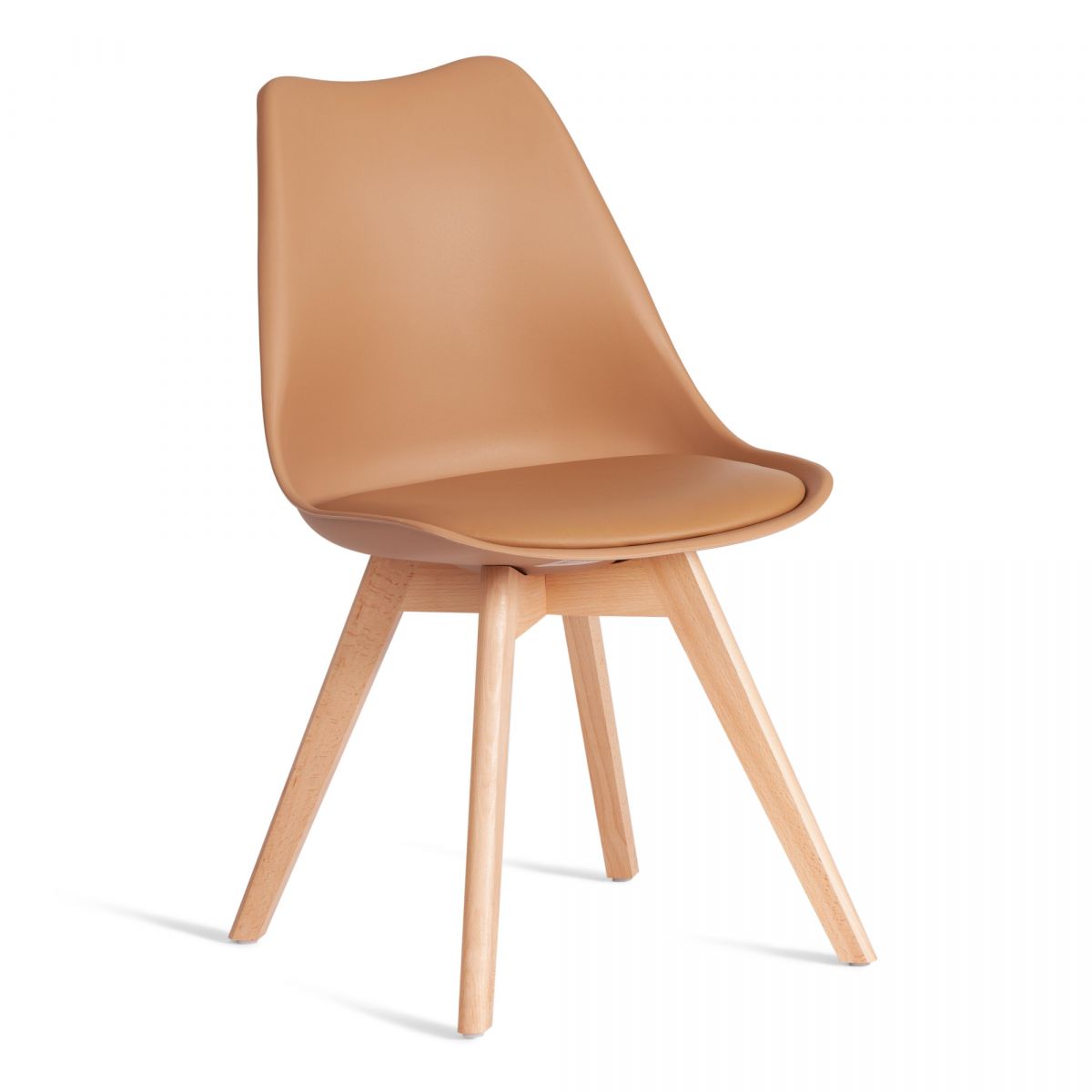 Стул TULIP (mod. 73-1) дерево-пластик-экокожа, 47,5x55x80 см, Бежевый (Latte)