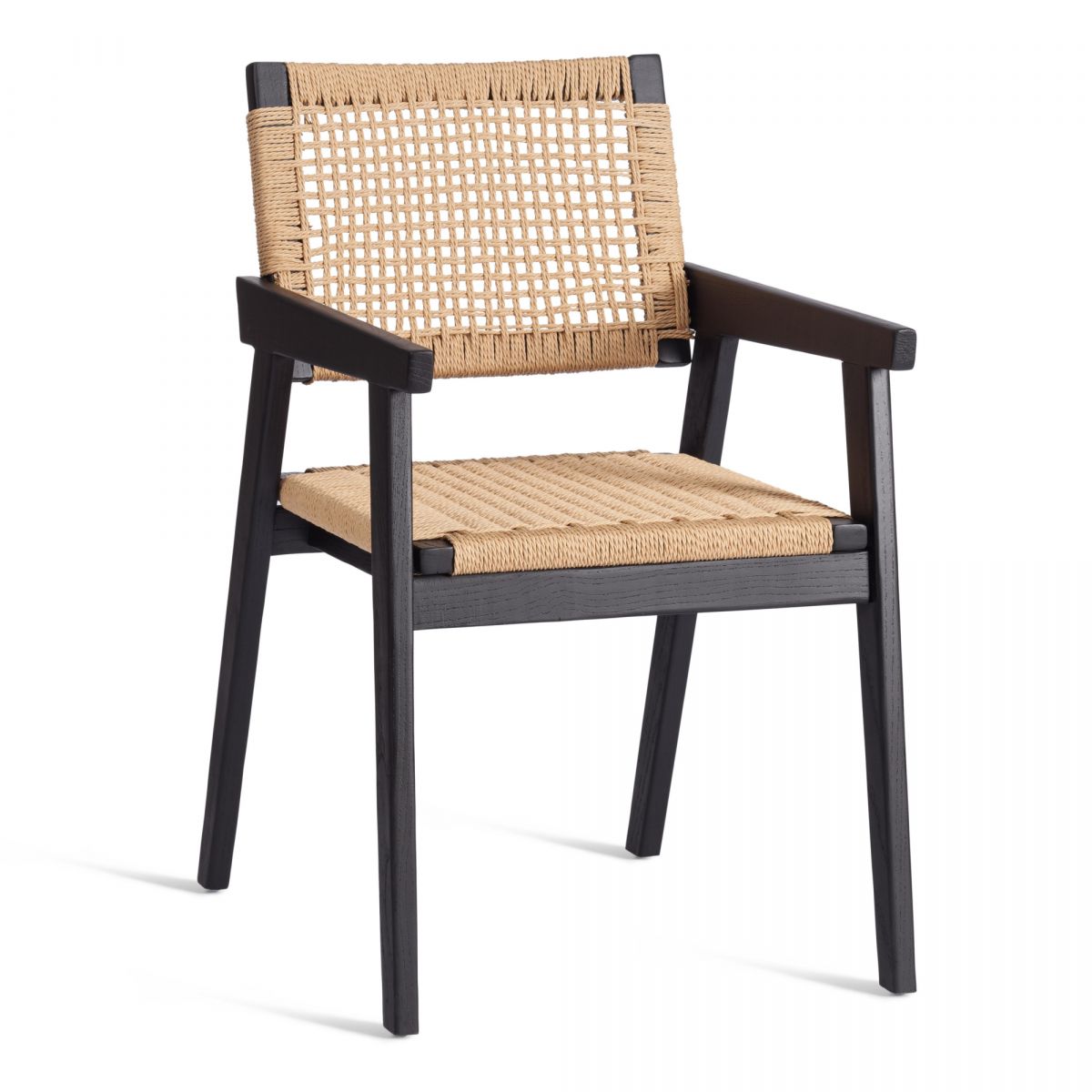 Стул VANHEIM (mod.XMS-CB3079) дерево вяз-бечевка, 46х45х83 см, черный