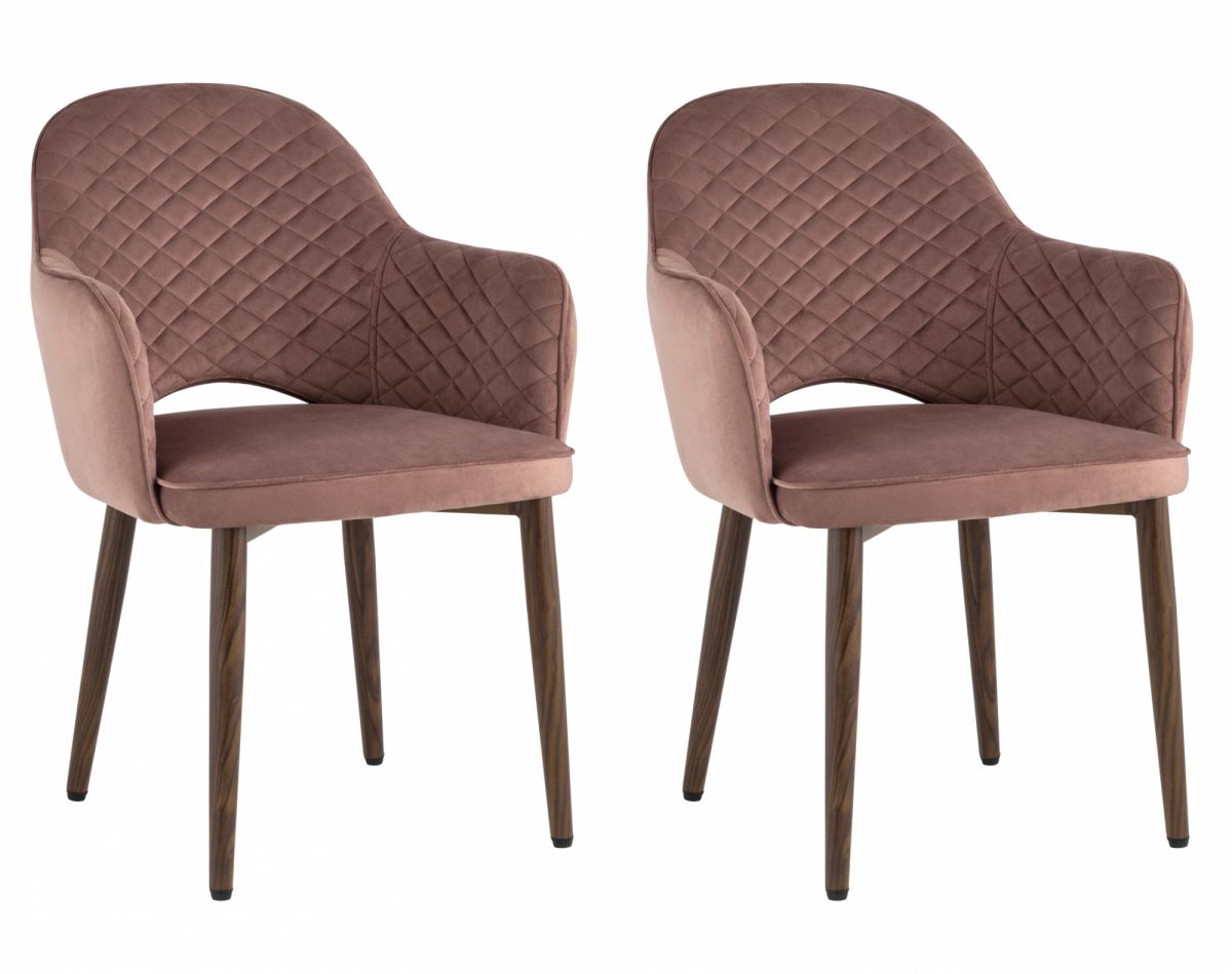 Стул Венера диамант NEW, велюр пыльно-розовый (ножки дерево) NP (набор 2шт)
