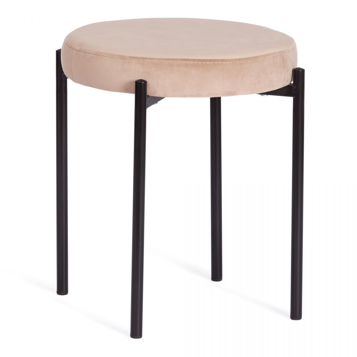 Табурет REVO (mod. 7034) ткань-металл, 44 х 44 х 47 см, бежевый barkhat 5-черный